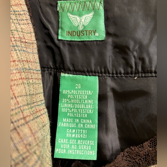 Industry Brown Plaid Skirt with Bird Print Size 28 - Picture 7 of 8